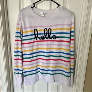 Time & Tru Hello stripe sweater, size XL